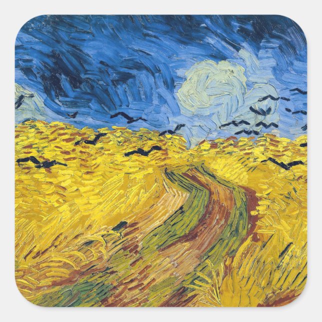 Vincent van Gogh - Wheatfield with Crows Square Sticker (Front)