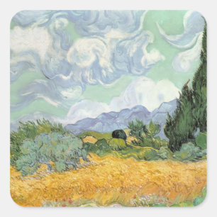 Vincent van Gogh   Wheatfield with Cypresses, 1889 Square Sticker