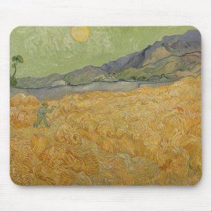 Vincent van Gogh   Wheatfield with Reaper, 1889 Mouse Mat