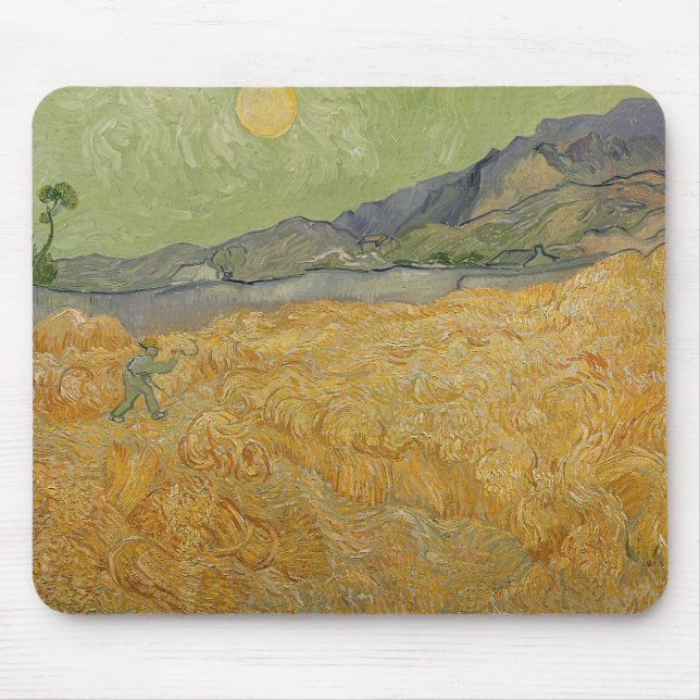 Vincent van Gogh | Wheatfield with Reaper, 1889 Mouse Mat (Front)