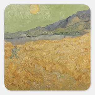 Vincent van Gogh   Wheatfield with Reaper, 1889 Square Sticker