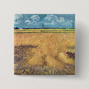 Vincent van Gogh Wheatfield with Sheaves, 1888 15 Cm Square Badge