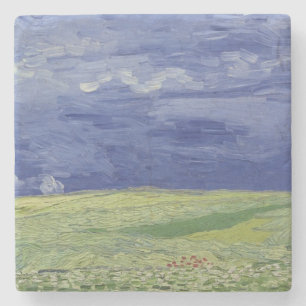 Vincent van Gogh Wheatfields under Thundercloud Stone Coaster