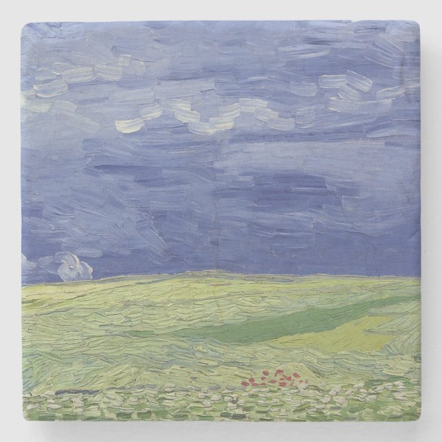 Vincent van Gogh | Wheatfields under Thundercloud Stone Coaster (Front)