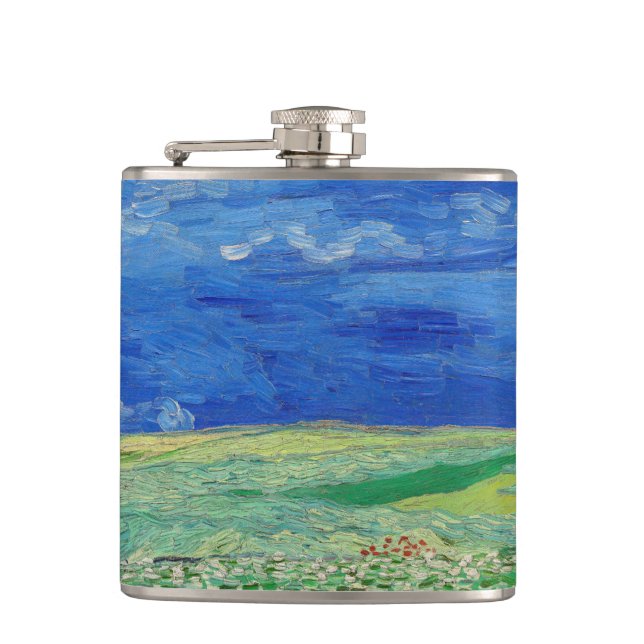 Vincent van Gogh - Wheatfields under Thunderclouds Hip Flask (Front)
