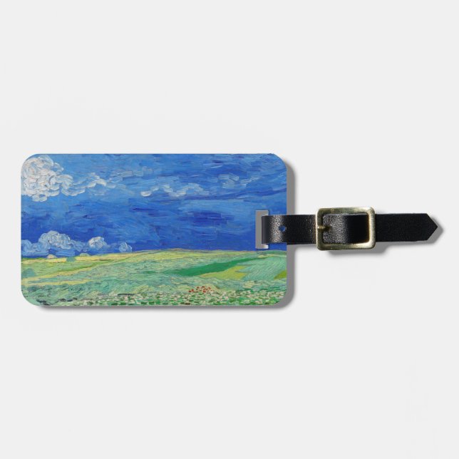 Vincent van Gogh - Wheatfields under Thunderclouds Luggage Tag (Front Horizontal)