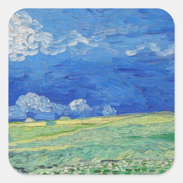 Vincent van Gogh - Wheatfields under Thunderclouds Square Sticker (Front)