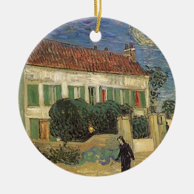Vincent van Gogh - White House at Night Ceramic Tree Decoration (Front)