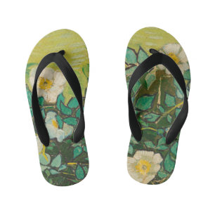Vincent Van Gogh Wild Roses Fine Art Kid's Flip Flops