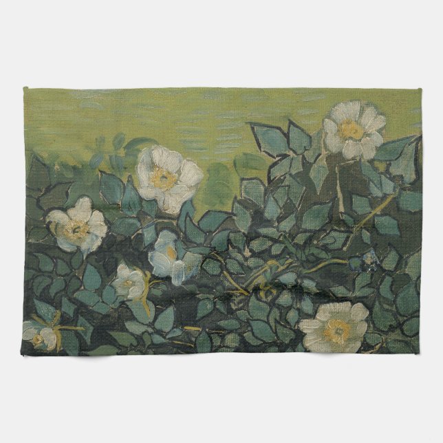 Vincent van Gogh - Wild Roses Tea Towel (Horizontal)