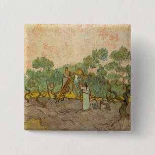 Vincent van Gogh - Women Picking Olives  15 Cm Square Badge