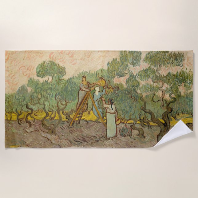 Vincent van Gogh - Women Picking Olives Beach Towel (Front)