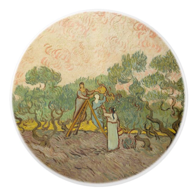 Vincent van Gogh - Women Picking Olives Ceramic Knob (Front)
