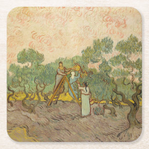 Vincent van Gogh - Women Picking Olives Square Paper Coaster