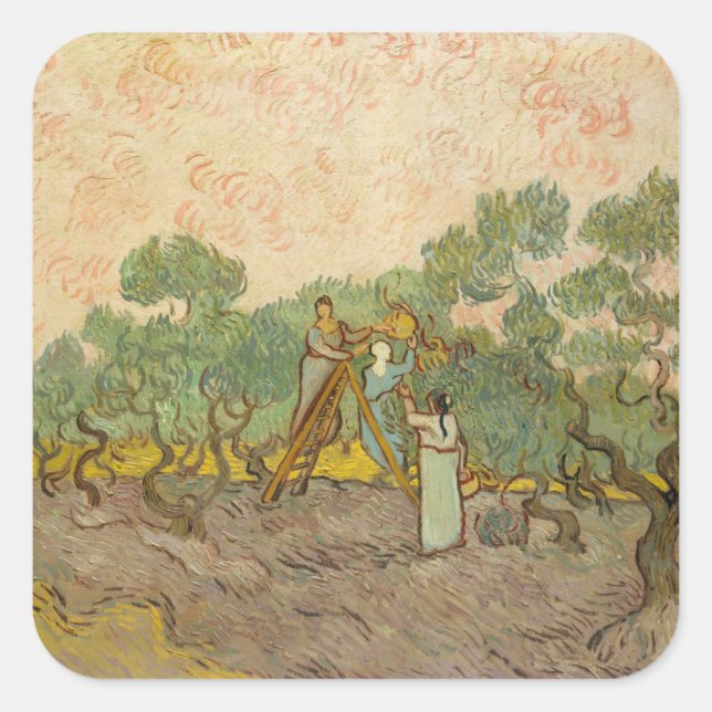 Vincent van Gogh - Women Picking Olives Square Sticker (Front)