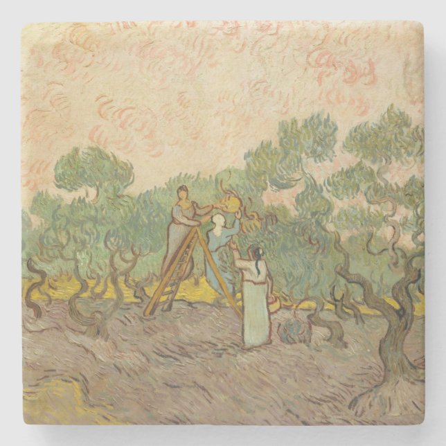 Vincent van Gogh - Women Picking Olives Stone Coaster (Front)