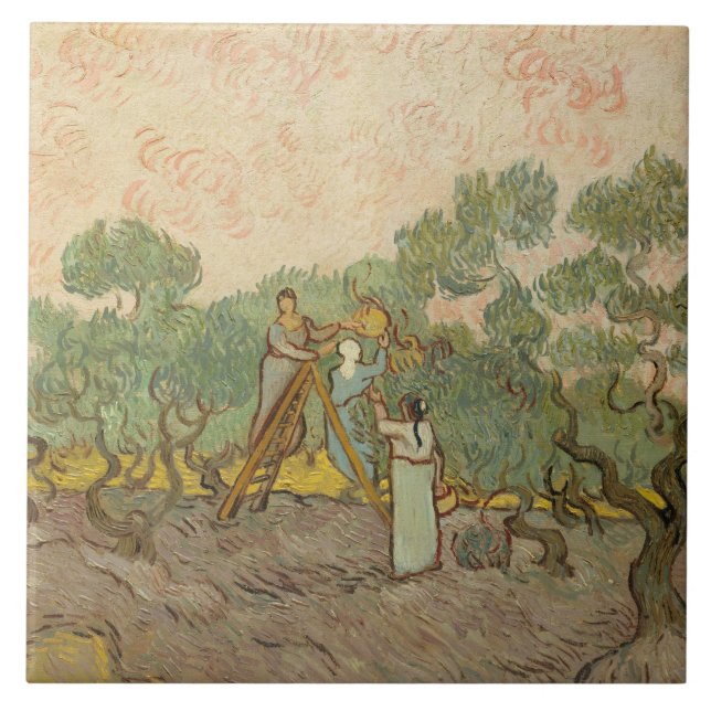 Vincent van Gogh - Women Picking Olives Tile (Front)