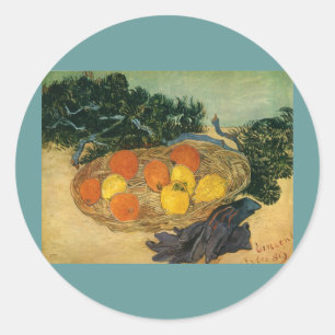 Vincent van Gogh's Basket of Fruit and Gloves 1889 Classic Round Sticker