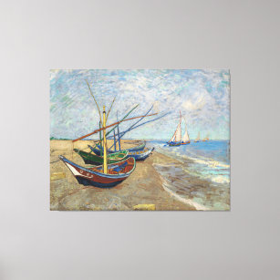 Vincent van Gogh's Fishing Boats on the Beach Canvas Print
