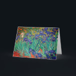 Vincent van Gogh's Irises: Blank Card<br><div class="desc">Post-impressionist Vincent van Gogh created this work in 1889.  He was dismissed in his time,  but beloved in our time. He is now considered to be a giant among artists. Buy it blank inside or add text anywhere. Public domain work. Enhanced by Sharon Lee Hudson.</div>