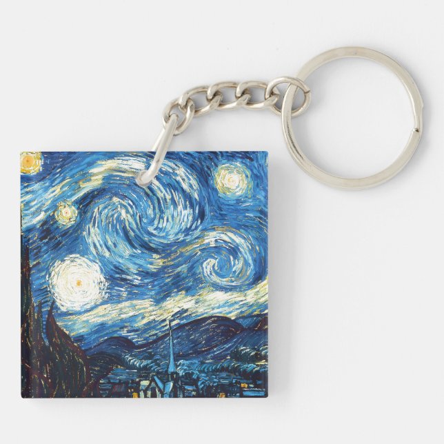Vincent van Gogh's painting, Starry Night, Key Ring (Back)