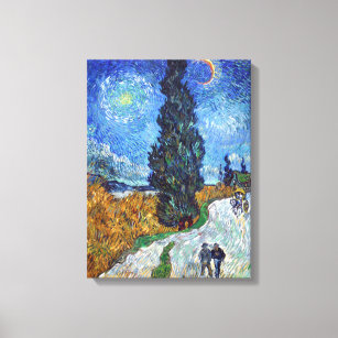 Vincent van Gogh's Road with Cypress and Star Canvas Print