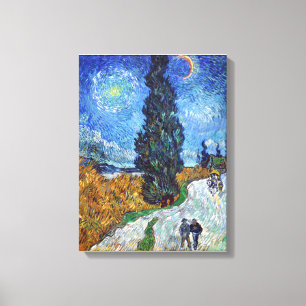 Vincent van Gogh's Road with Cypress and Star Canvas Print