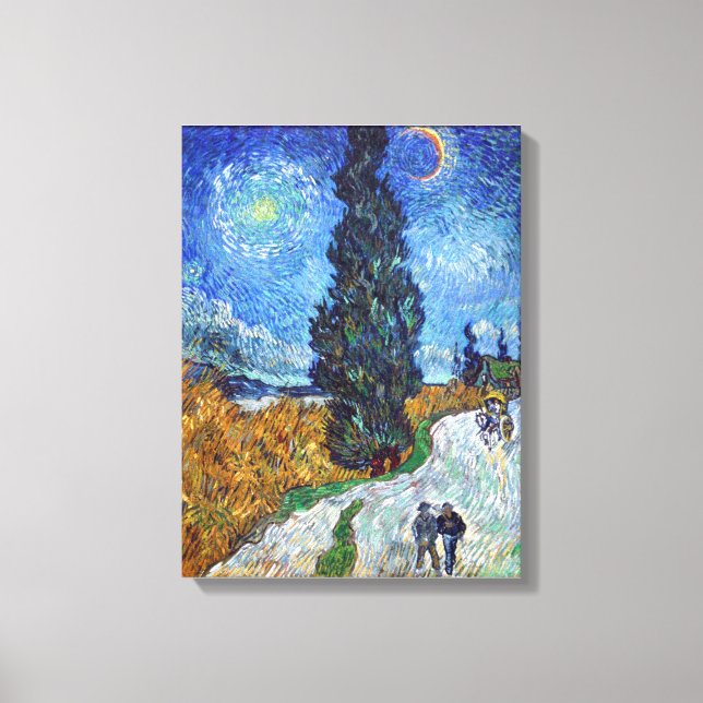 Vincent van Gogh's Road with Cypress and Star Canvas Print (Front)
