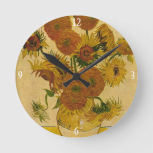 Vincent van Gogh's Sunflowers, 1878 Round Clock