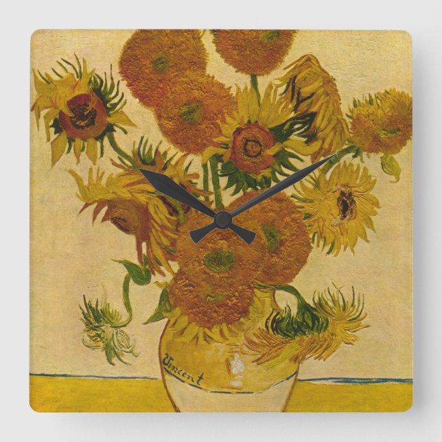 Vincent van Gogh's Sunflowers, 1878 Square Wall Clock (Front)