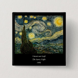 Vincent van Gogh's The Starry Night (1889) 15 Cm Square Badge