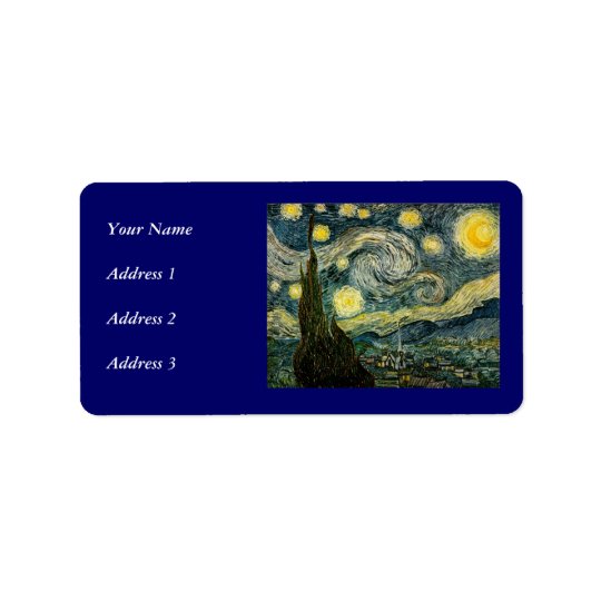 Vincent van Gogh's The Starry Night (1889) Address Label