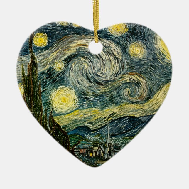 Vincent van Gogh's The Starry Night (1889) Ceramic Tree Decoration (Front)