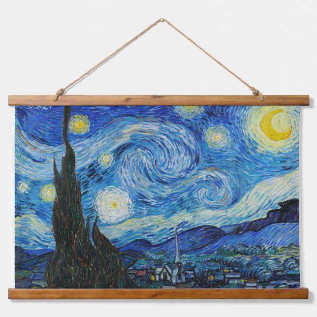 Vincent Van Gogh's The Starry Night (1889) Hanging Tapestry (Front)