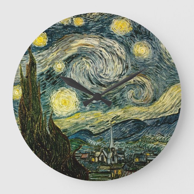 Vincent van Gogh's The Starry Night (1889) Large Clock (Front)
