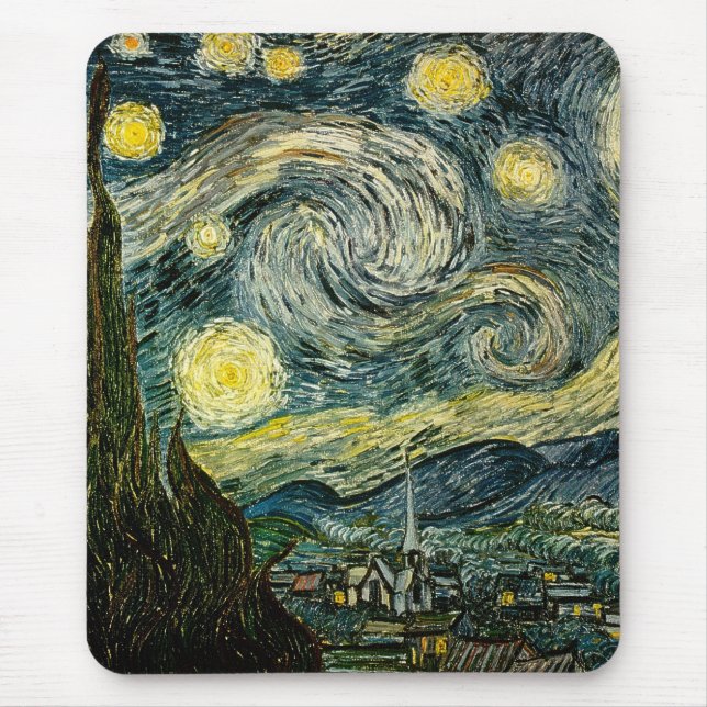 Vincent van Gogh's The Starry Night (1889) Mouse Mat (Front)