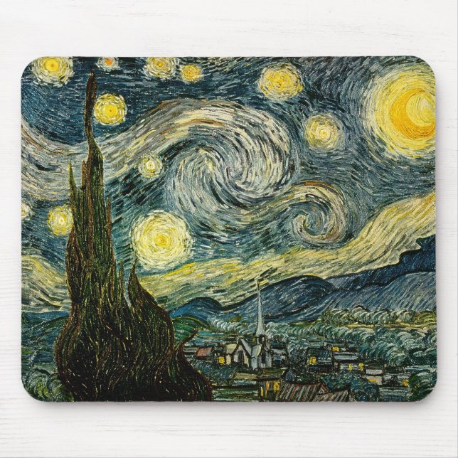 Vincent van Gogh's The Starry Night (1889) Mouse Mat (Front)