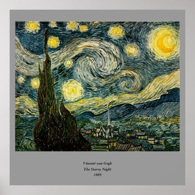 Vincent van Gogh's The Starry Night (1889) Poster (Front)
