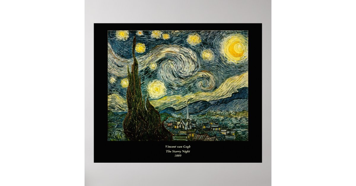 Vincent Van Goghs The Starry Night 1889 Poster Zazzle 