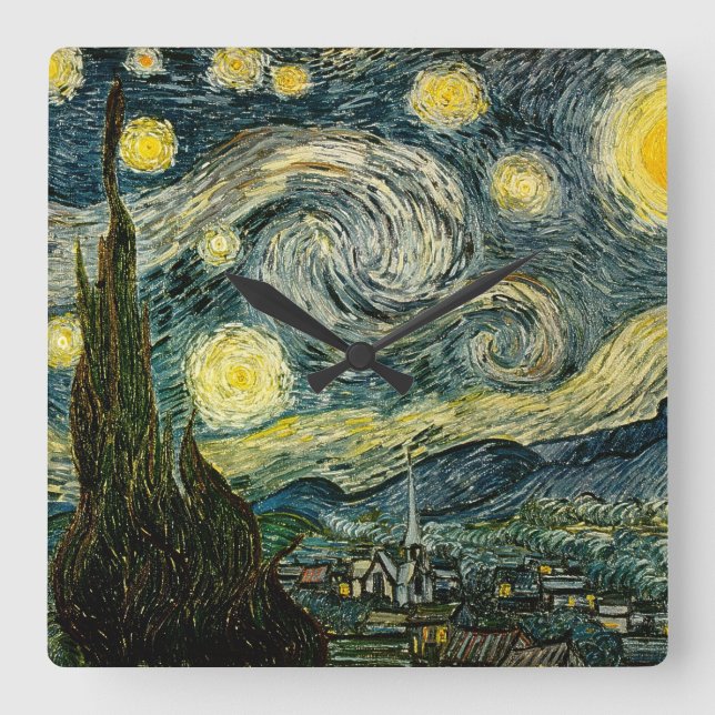 Vincent van Gogh's The Starry Night (1889) Square Wall Clock (Front)