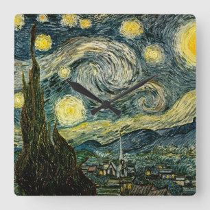 Vincent van Gogh's The Starry Night (1889) Square Wall Clock