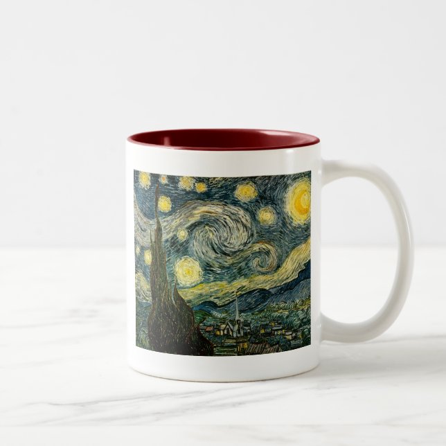 Vincent van Gogh's The Starry Night (1889) Two-Tone Coffee Mug (Right)