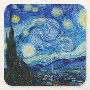 Vincent Van Gogh's The Starry Night Square Paper Coaster