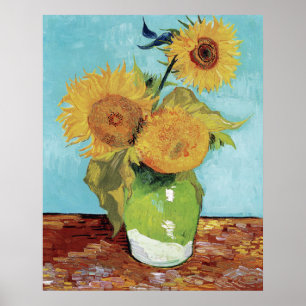 Vincent van Gogh's Vase with Three Sunflowers Poster