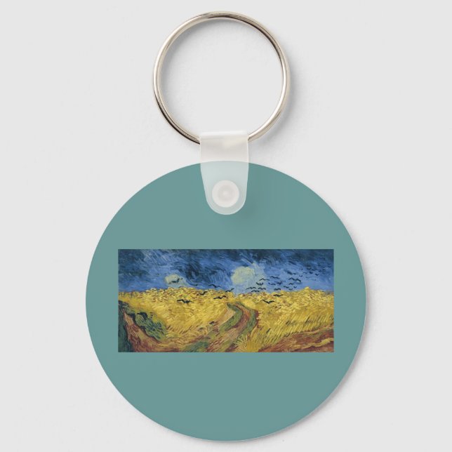 Vincent van Gogh's Wheat Field with Crows (1890) Key Ring (Front)