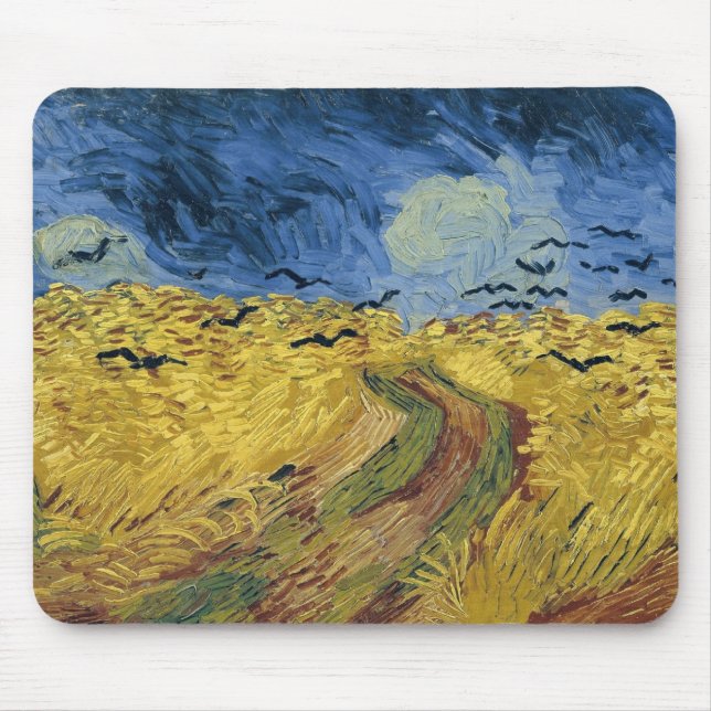Vincent van Gogh's Wheat Field with Crows (1890) Mouse Mat (Front)