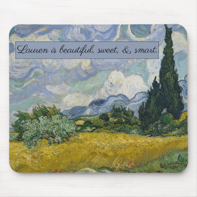 Vincent van Gogh's Wheat Field with Cypresses:  Mouse Mat (Front)