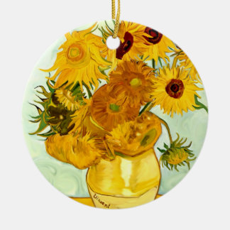 Vincent Van Gogh's Yellow Sunflower Painting 1888 Ceramic Tree Decoration
