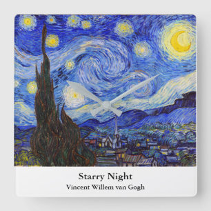 Vincent Willem van Gogh , "Starry Night" Square Wall Clock