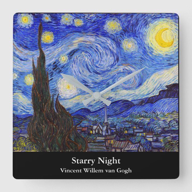 Vincent Willem van Gogh , “ Starry Night ” Square Wall Clock (Front)